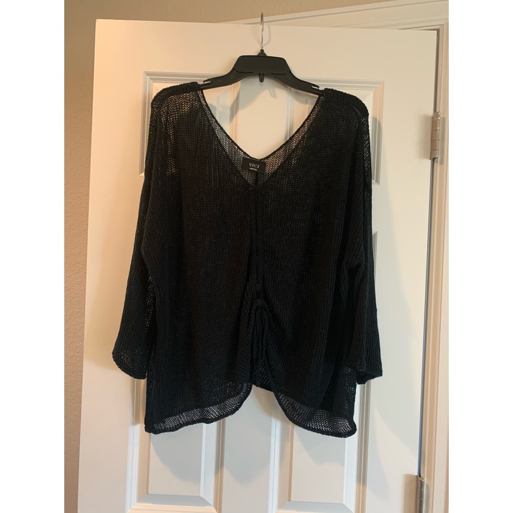 Vici sheer black cinched sweater